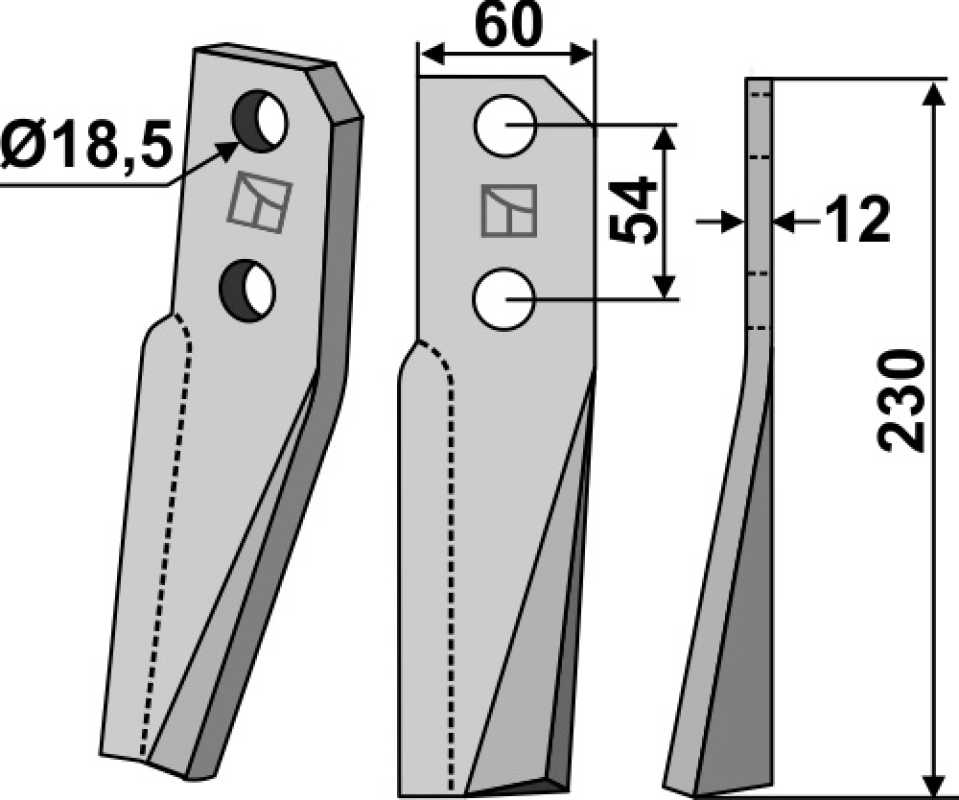Rotorzinken 230x60mm, rechts